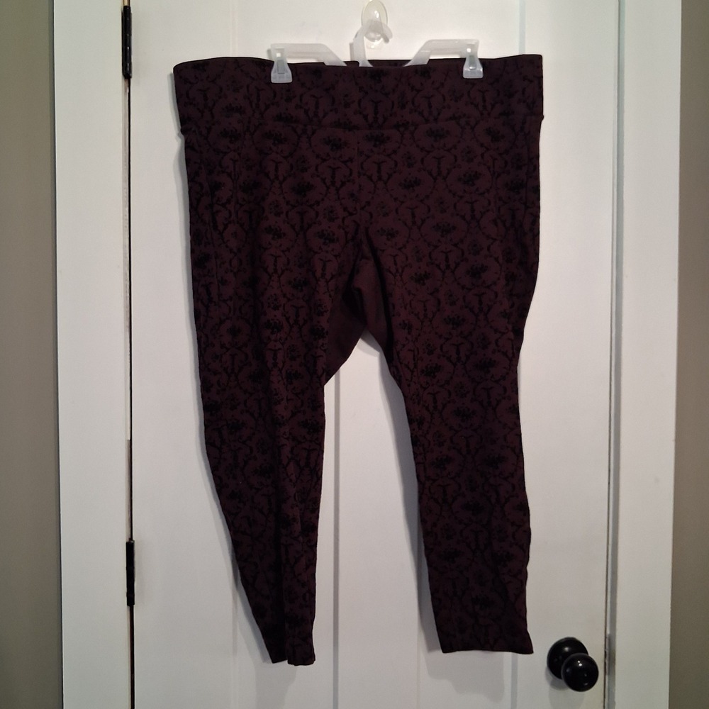 Torrid Leggings Women 3 Purple Damask Flocked Velvet Goth Retro Edgy Chic
